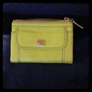 Fossil trifold wallet lime green